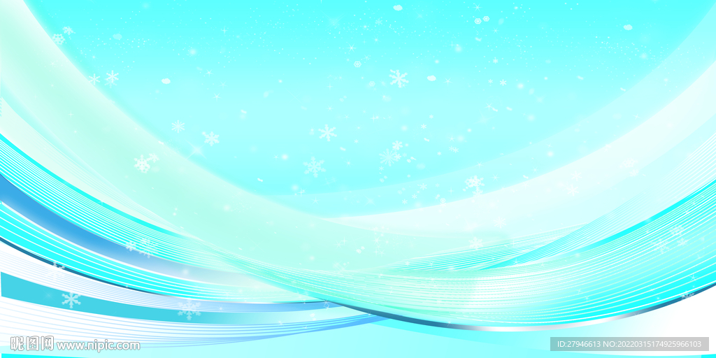 冬季 雪花 蓝色 线条 背景 