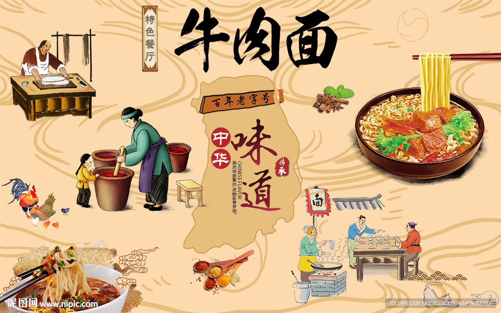 牛肉面背景墙