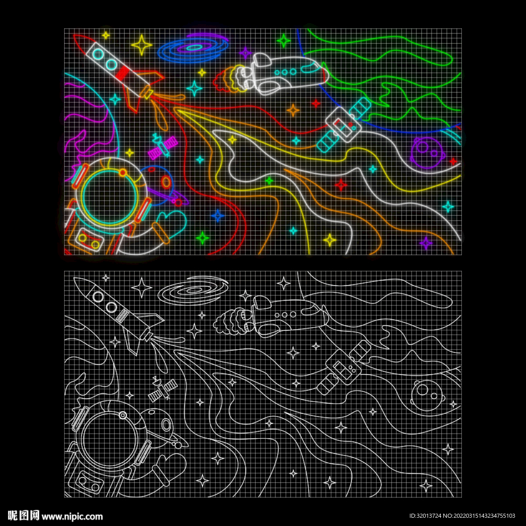 航空太空灯饰画