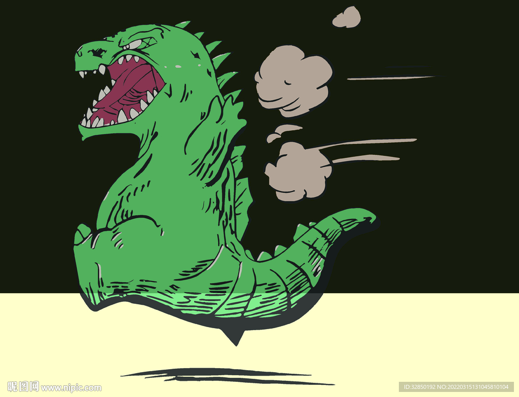 恐龙插画哥斯拉插画恐龙漫画设计