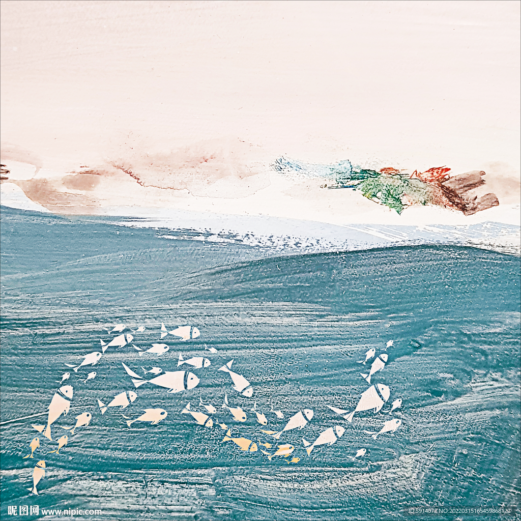 轻奢装饰画 鱼 山水风景画