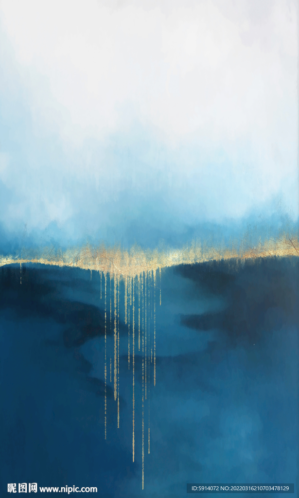 轻奢装饰画 蓝色抽象画