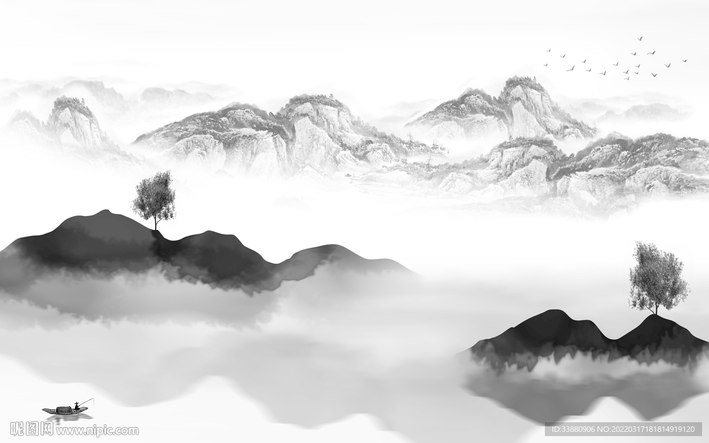 高清 新高端山水画 tif分层