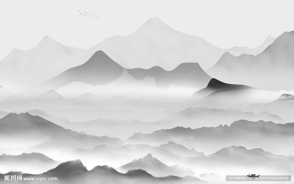 别墅新高端山水画 tif分层