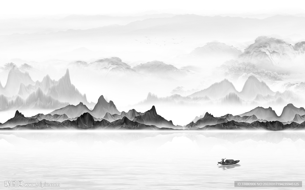 简约现代山水新画 tif分层