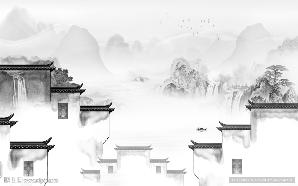 客厅新高端山水画 tif分层