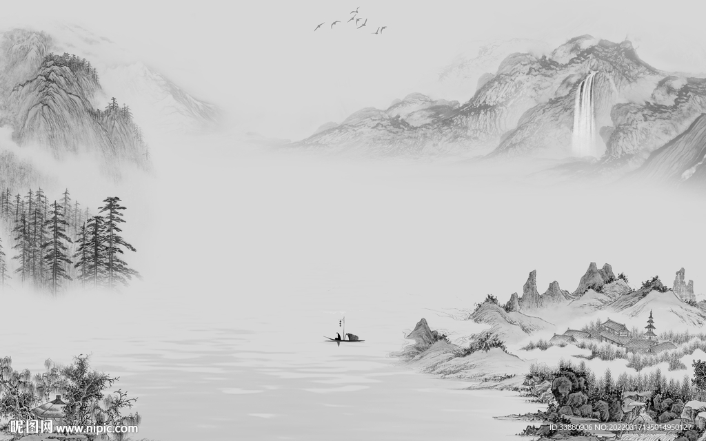 中式新高端山水画 tif分层