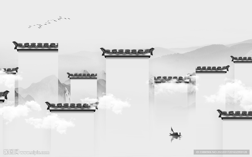 徽派 风景意境山水 tif分层