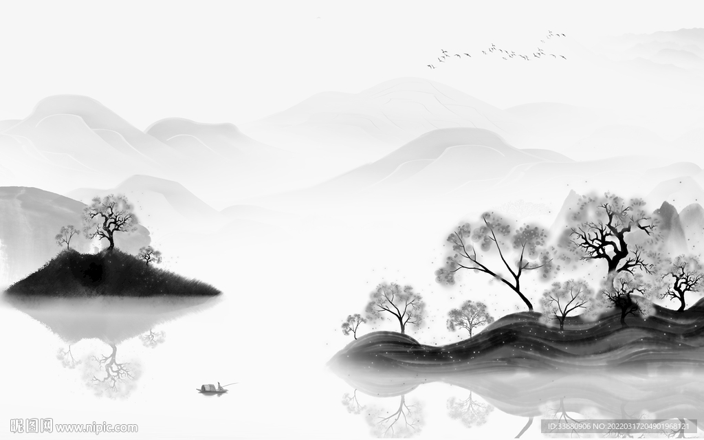新款现代山水新画 tif分层