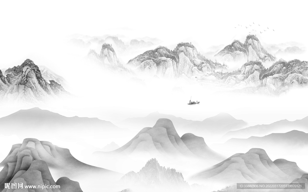 现代客厅新山水画 TIF分层