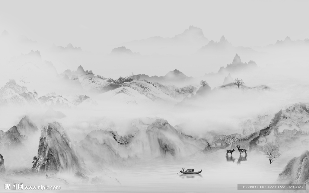 中式高端风景山水 tif分层