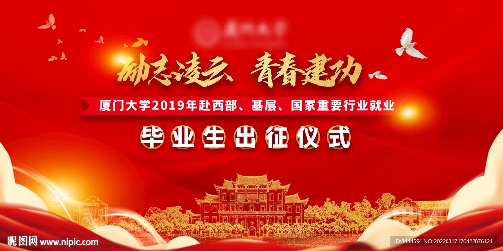 励志凌云 青春建功 展板