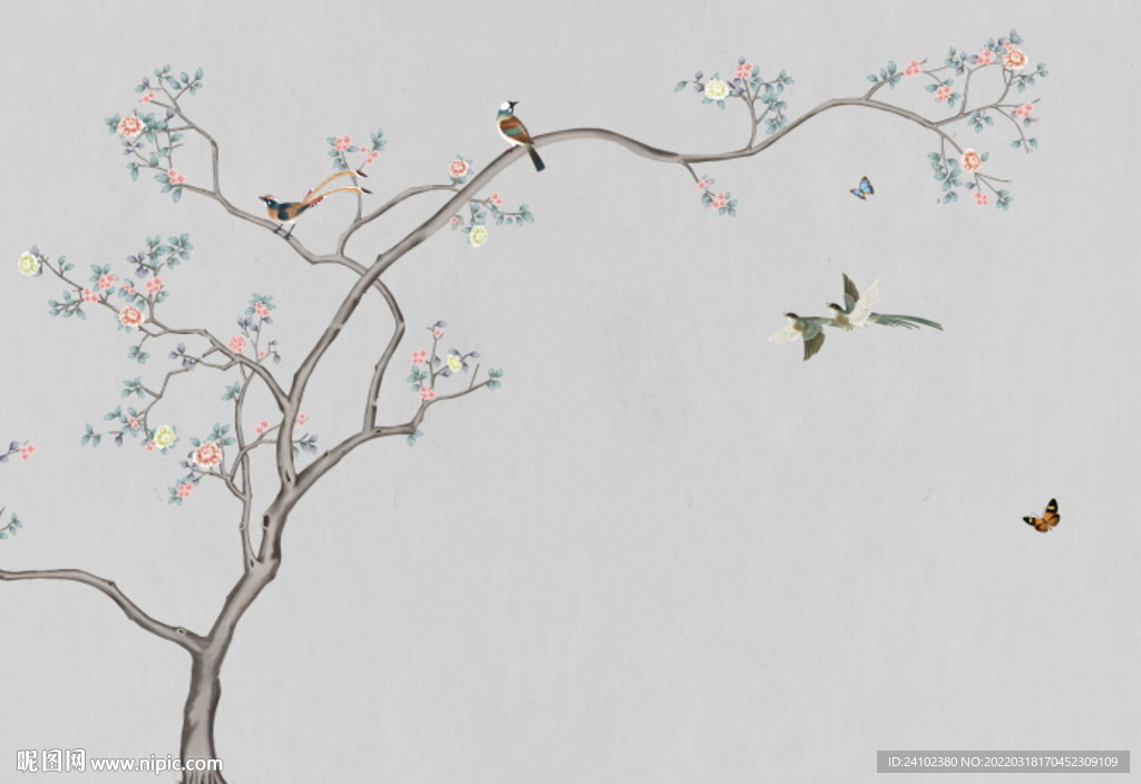 简约典雅中式花鸟背景