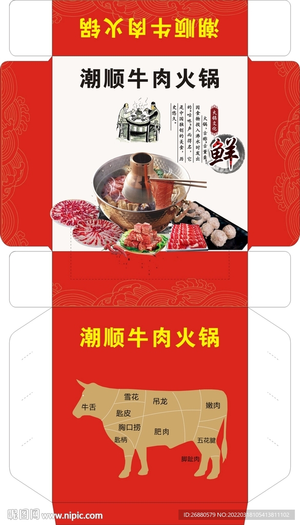 潮顺牛肉火锅包装展开图