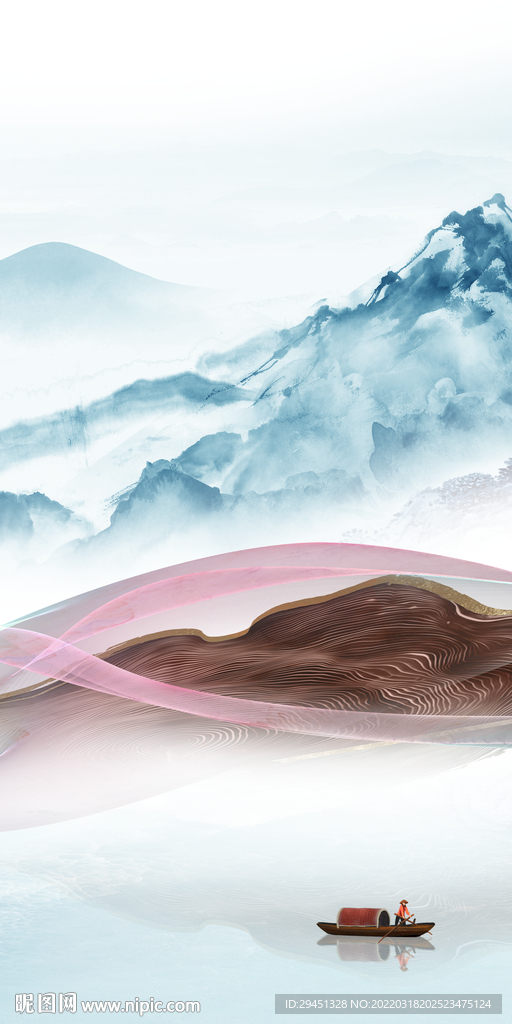 极简山水意境玄关 TIF分层