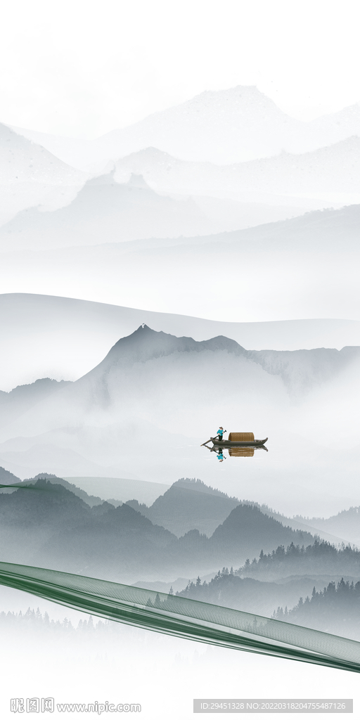 最新 山水意境玄关 TIF分层