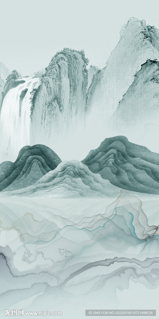 中式 山水新画玄关 TIF分层