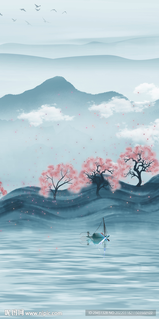 爆款 山水新画玄关 TIF分层