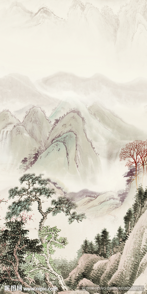 中国风山水别墅玄关 tif分层