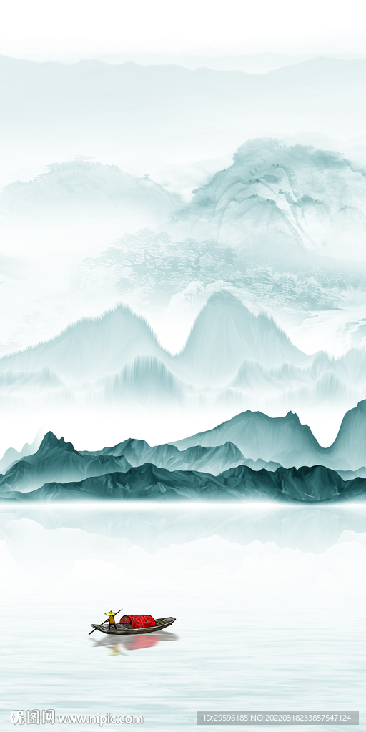 简约山水玄关背景 tif分层