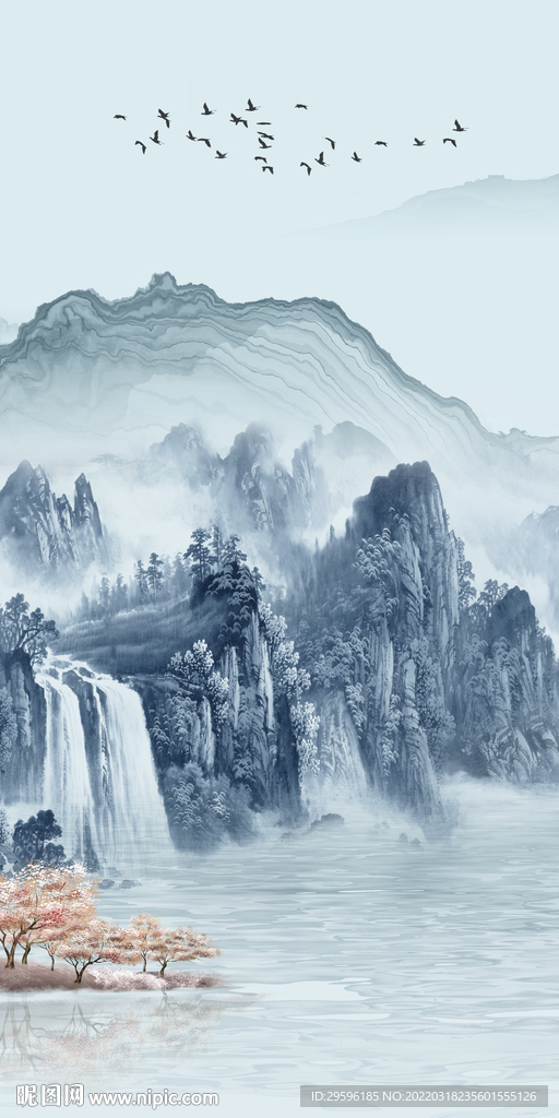 意境山水玄关背景 tif分层