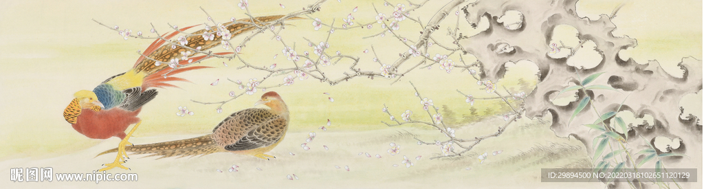 古典锦鸡桃花中式装饰画