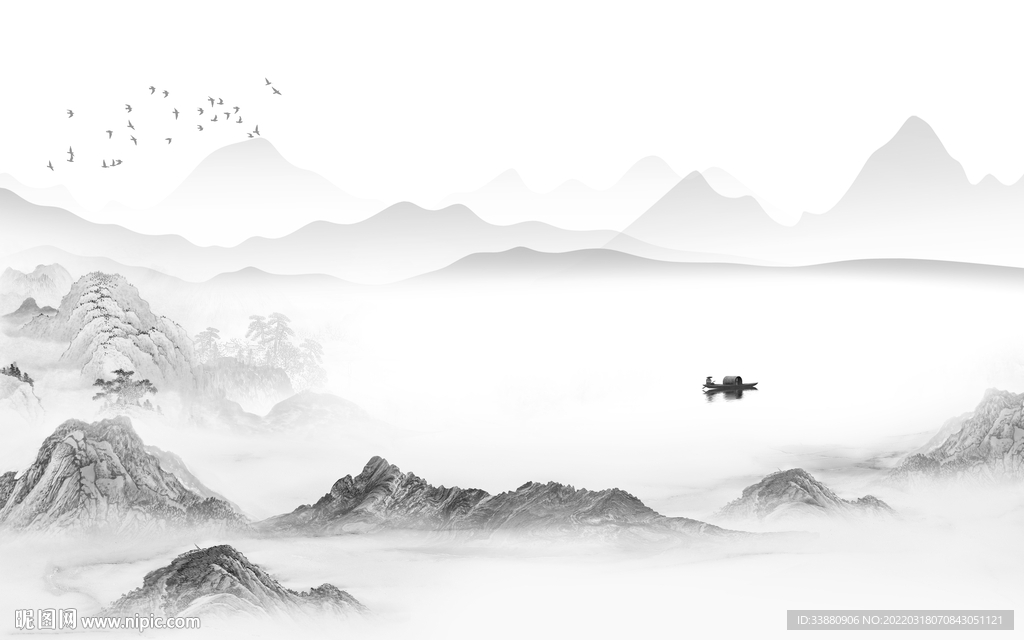 最新客厅新山水画 TIF分层