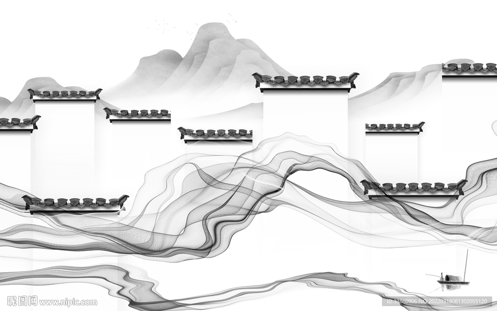 徽派大气客厅山水 TIF分层