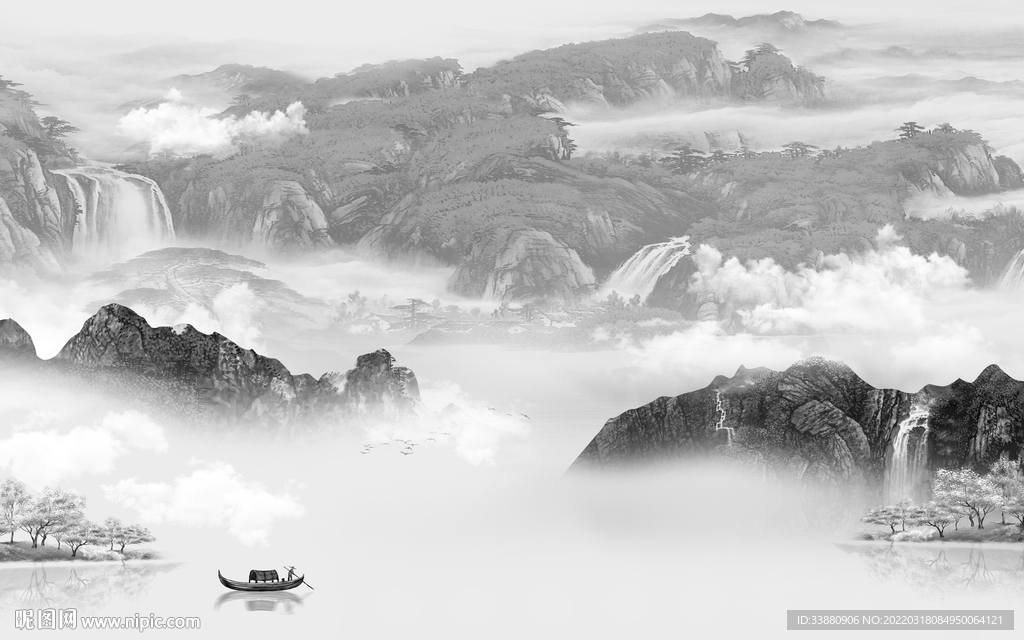 国画最新背景山水 TIF分层