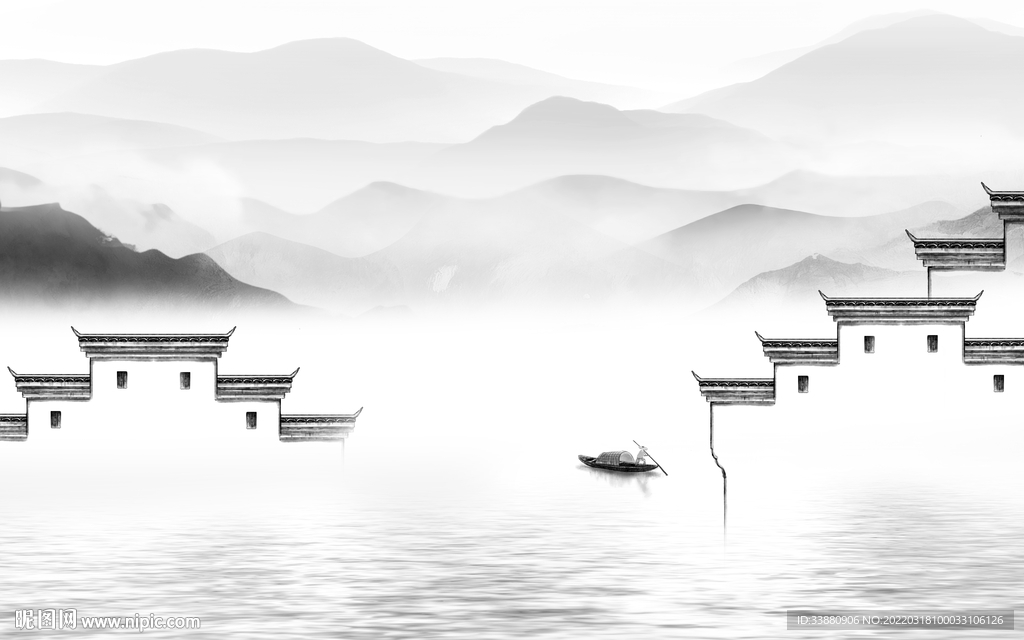 徽派 高清山水画 TIF分层 