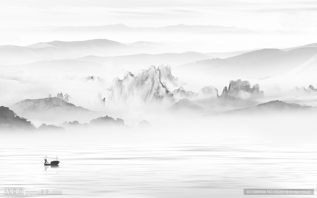 新品意境新山水画 TIF分层