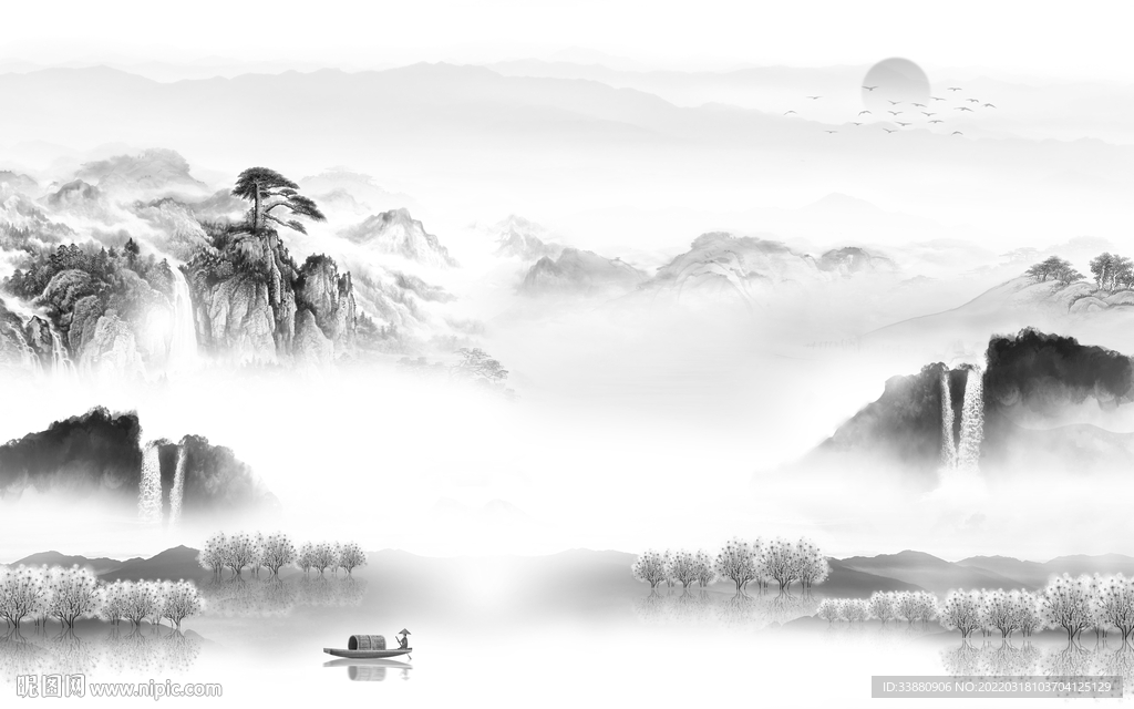 中式意境新山水画 TIF分层