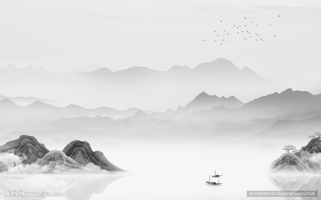 大气意境新山水画 TIF分层