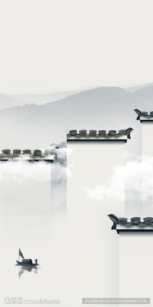 徽派山水玄关背景 tif分层