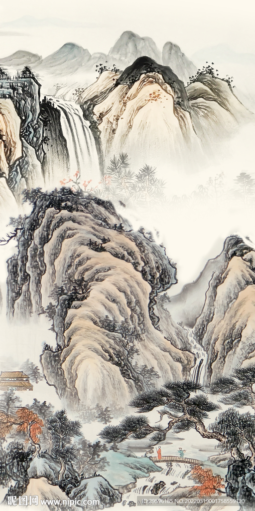 国画山水玄关背景 tif分层