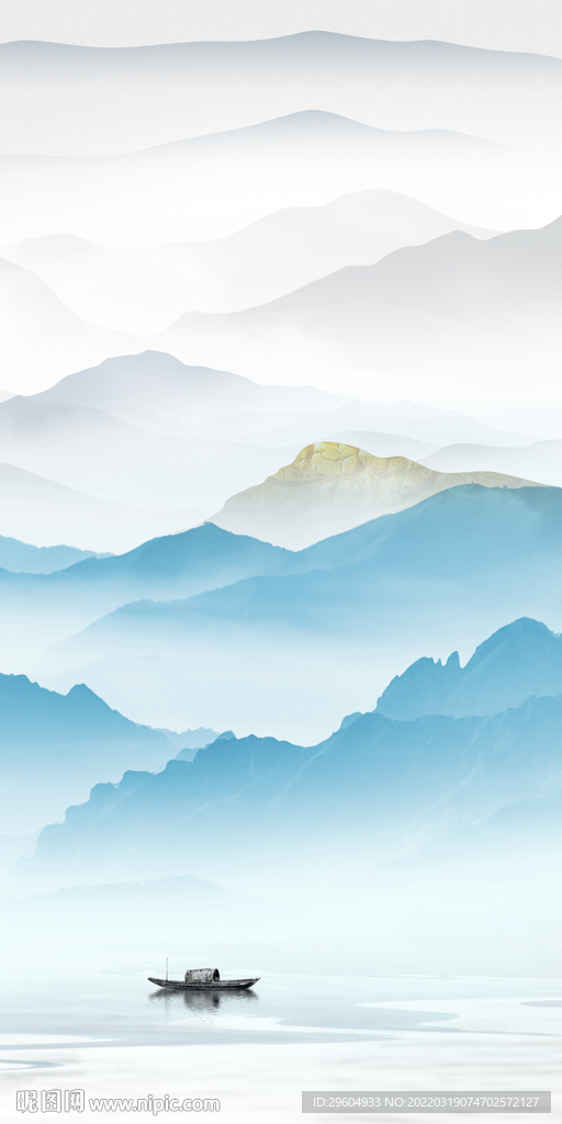 无框山水背景玄关 TIF分层