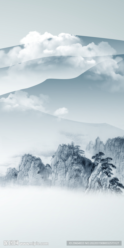 新上架山水背景玄关 TIF分层