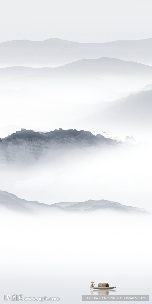 新款墙画山水玄关 TIF分层