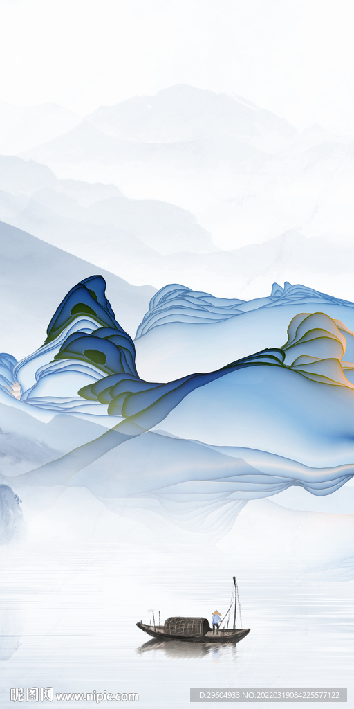 高档 山水背景玄关 TIF分层