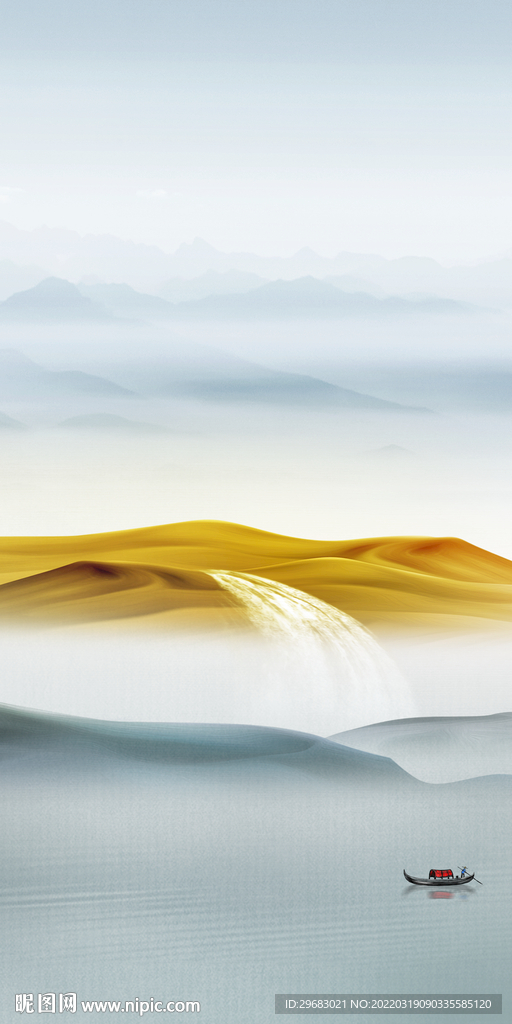 新中式玄关意境山水 TIF分层