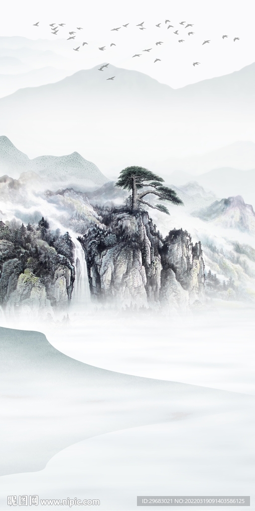 简约玄关意境山水 TIF分层