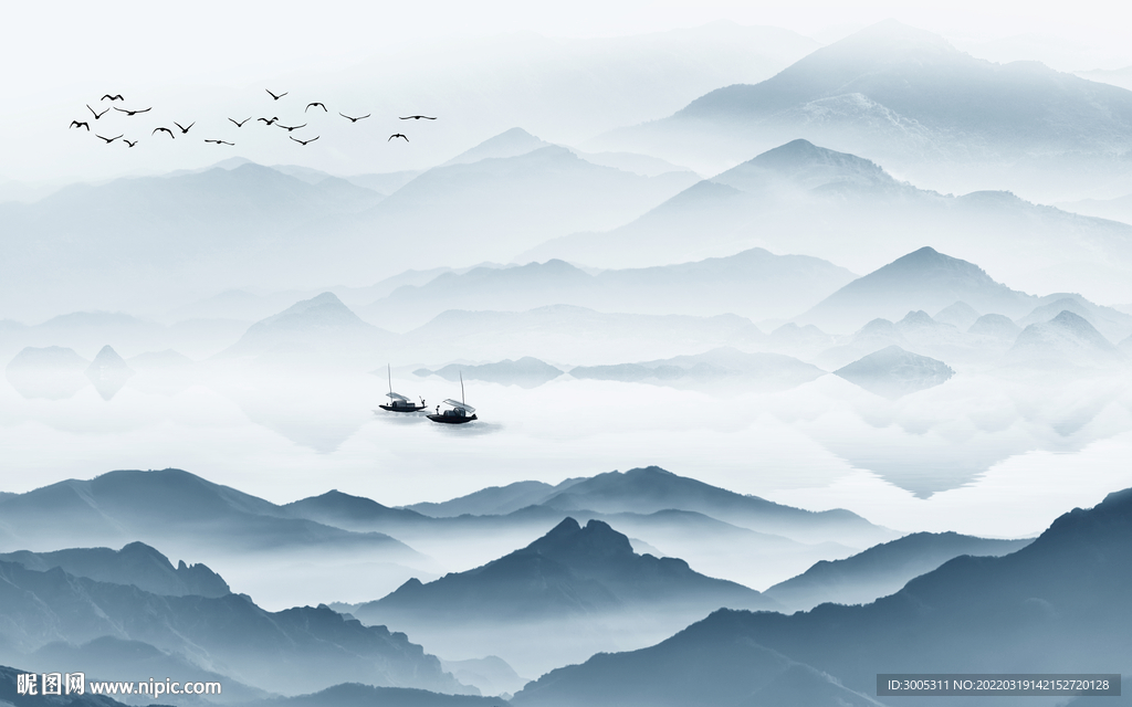 轻奢装饰画 水墨山水风景画