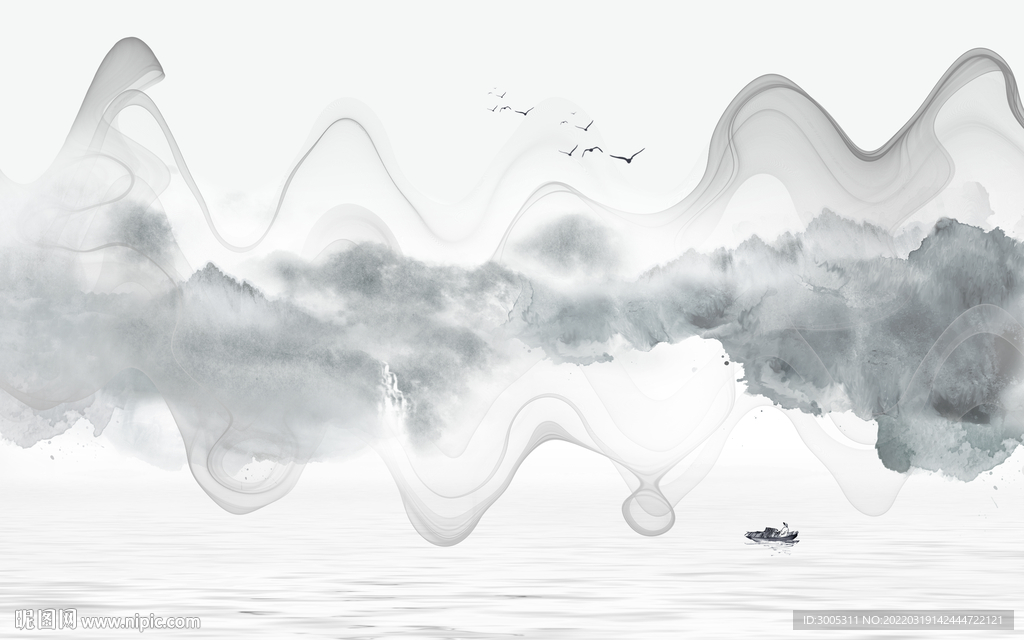 轻奢装饰画 水墨山水风景画