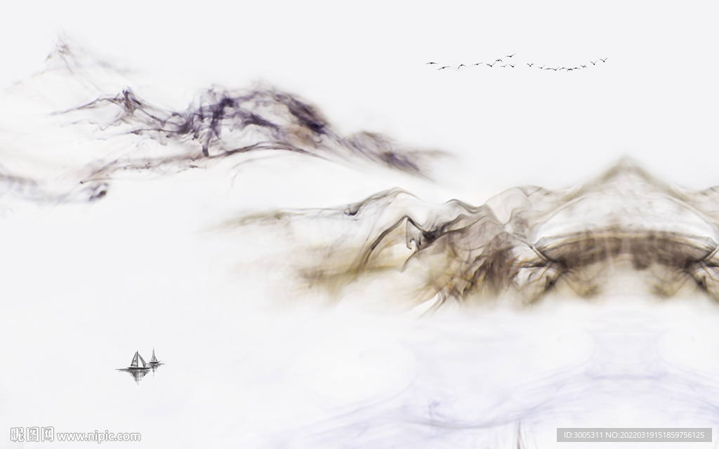 轻奢装饰画 水墨山水风景画