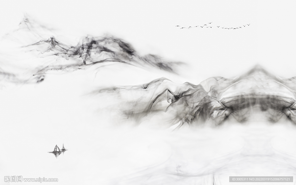 轻奢装饰画 水墨山水风景画