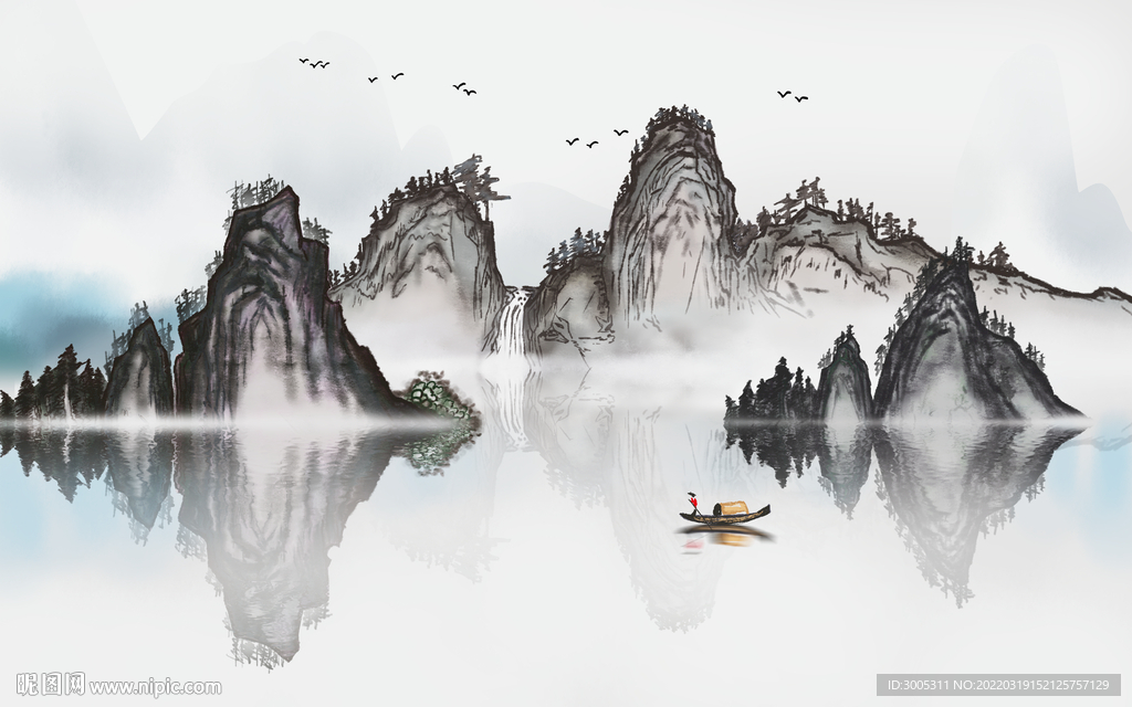 轻奢装饰画 水墨山水风景画