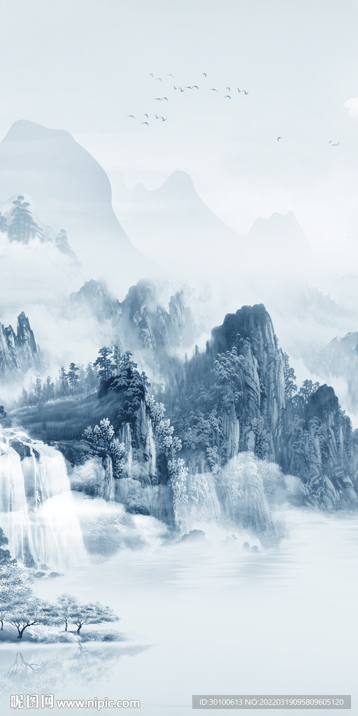 高清 山水画背景图 tif分层