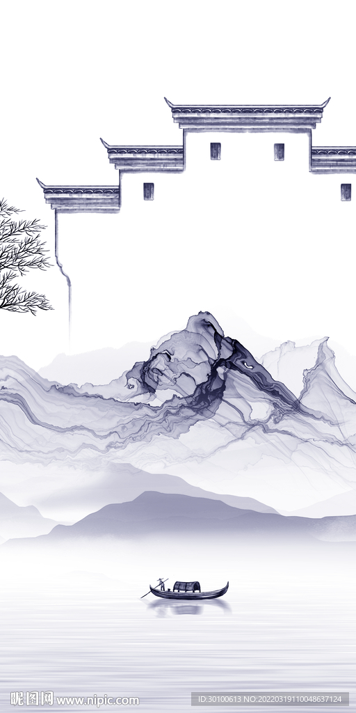 徽派背景画新山水 tif分层