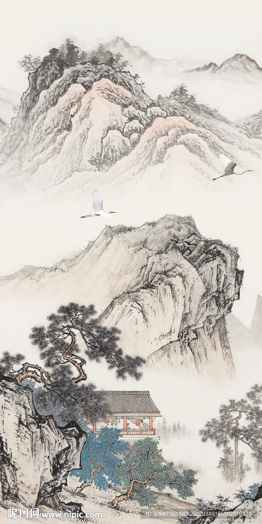 国画 高端玄关山水 TIF分层