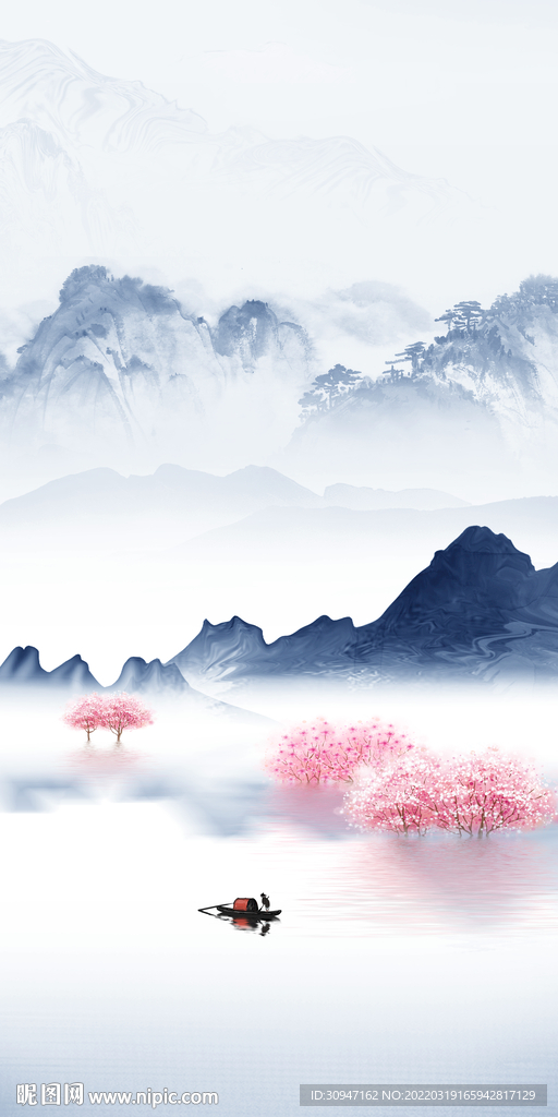 水墨 高端玄关山水 TIF分层